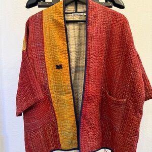 Vintage Red and Yellow Quilted Boho Women's Jacket